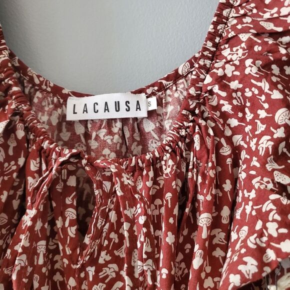 LACAUSA Playa Mini Dress Cocoa Magic Mushroom Size S - Picture 6 of 7